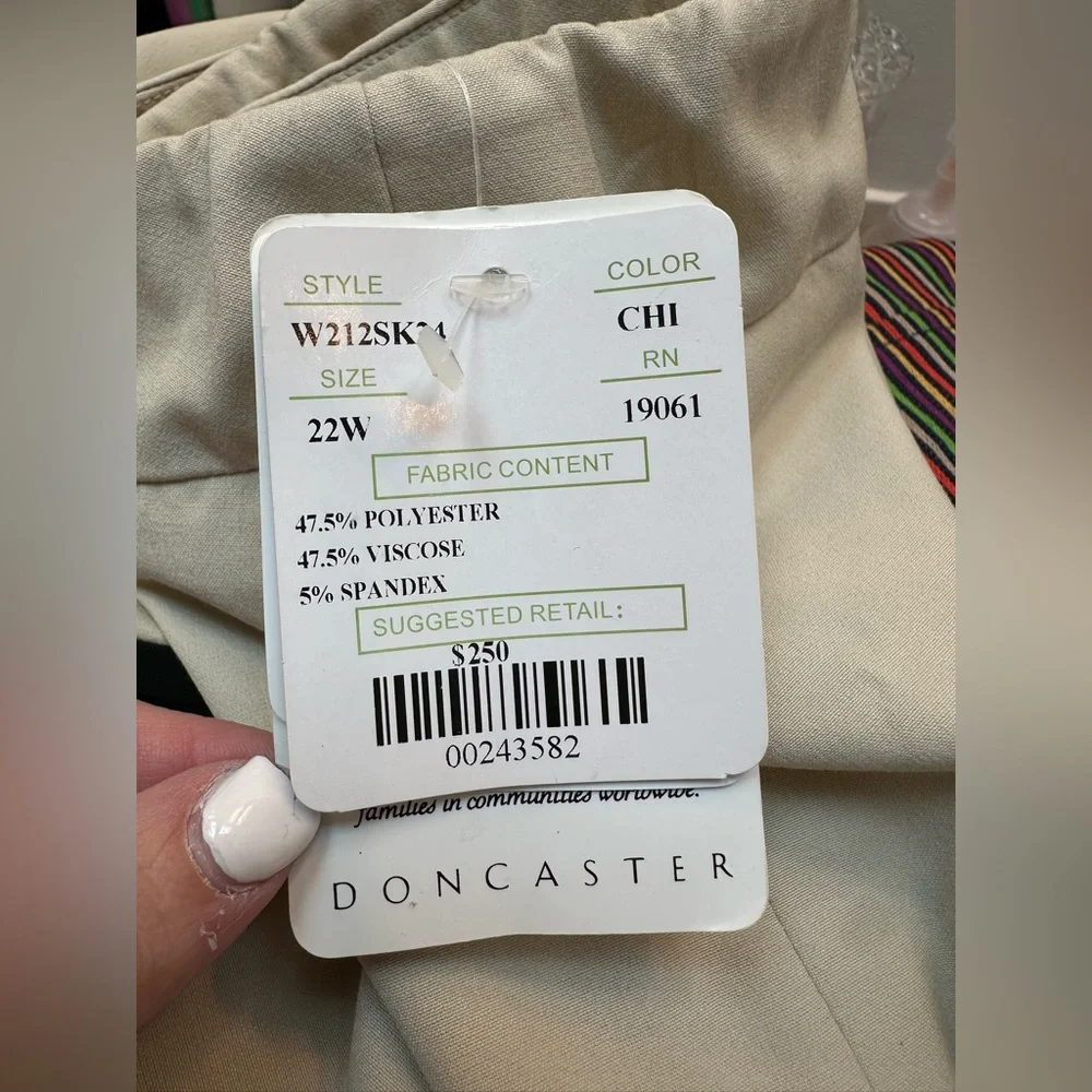 Doncaster Cream A-Line Skirt Black Stripe Career Chic Designer Plus Size 22W NWT